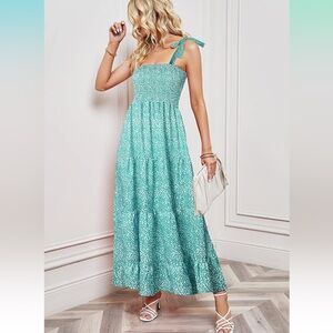 Floral Green Maxi Sun Dress